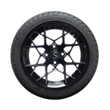 4 x Regar SLIPSTREAM (Black) 14'' Golf Cart Alloy Wheels and Tyres