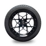 4 x Regar SLIPSTREAM (Black) 14'' Golf Cart Alloy Wheels and Tyres
