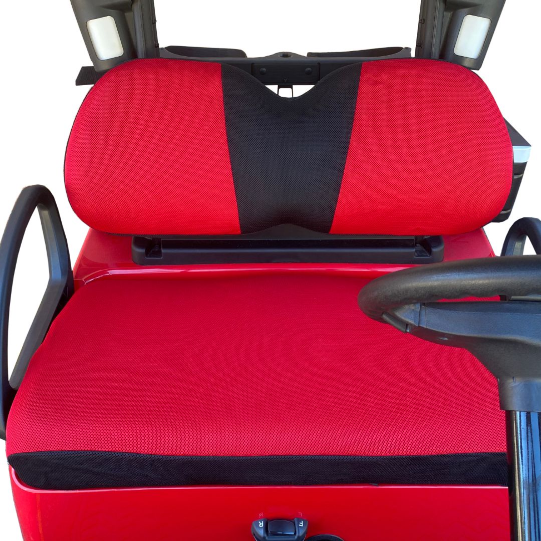 Perforated Golf Cart Seat Cover Protector - Club Car and Yamaha (Red/B