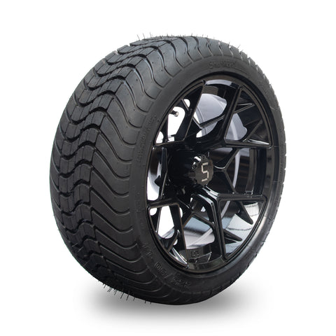 4 x Regar SLIPSTREAM (Black) 14'' Golf Cart Alloy Wheels and Tyres