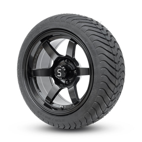 4 x Regar DRIFT-R (Gloss Black) 14'' Golf Cart Alloy Wheels and Tyres