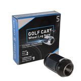 16 x 1/2 Inch Golf Cart BLACK Wheel Lug Nuts - Club Car, EZGO