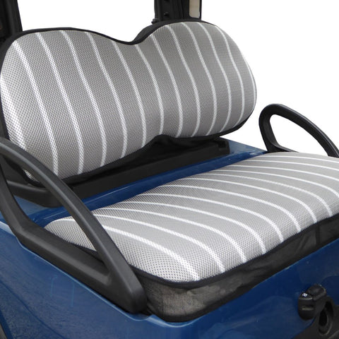 Mesh-Perforated Golf Cart Seat Cover Protector - Yamaha (Grey with Stripes)