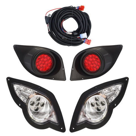 Yamaha G29 Drive Golf Cart LED Light Kit Headlight and Tail Light 2007-2016 Petrol and Electric (Silver Bezel)