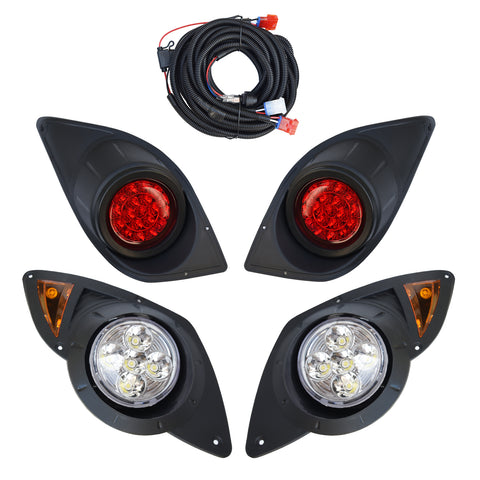 Yamaha G29 Drive Golf Cart LED Light Kit Headlight and Tail Light 2007-2016 Petrol and Electric (Black Bezel)