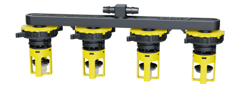 Maniflod (black) with valves & swivel for 8V Battery with 2.3 inch cell spacing