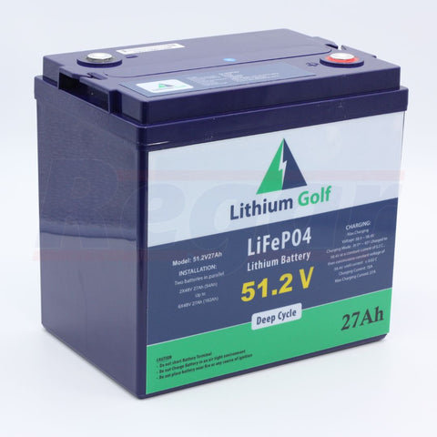 51.2V (48V) 27Ah Lithium Golf Cart Battery (Replaces lead-acid batteries) Club Car Yamaha EZGO