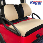 Perforated Golf Cart Seat Cover Protector - Club Car and Yamaha (Beige/Black)