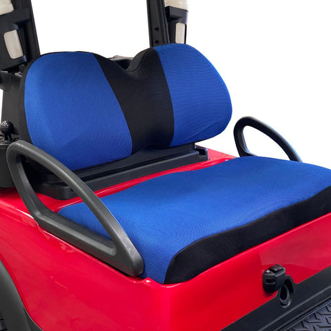 Perforated Golf Cart Seat Cover Protector - EZGO RXV (Blue/Black)